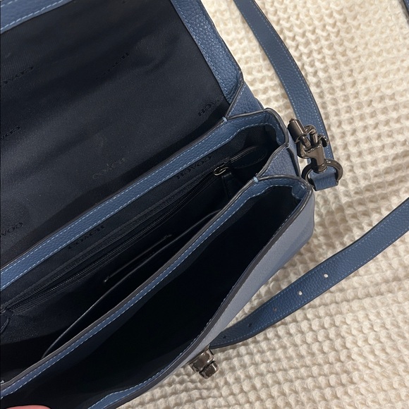 Coach Blue Pebbled Leather Turnlock Crossbody - Picture 6 of 6